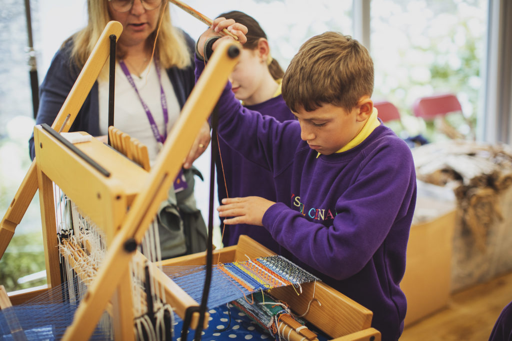 Weaving in the Craft Lab at Craft Festival Wales 2024. Image by Heather Birnie